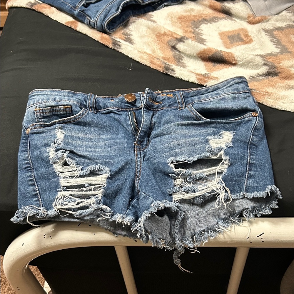 VIP Blue Distressed Jean Shorts